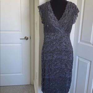 MARINA Gray Lace Dress